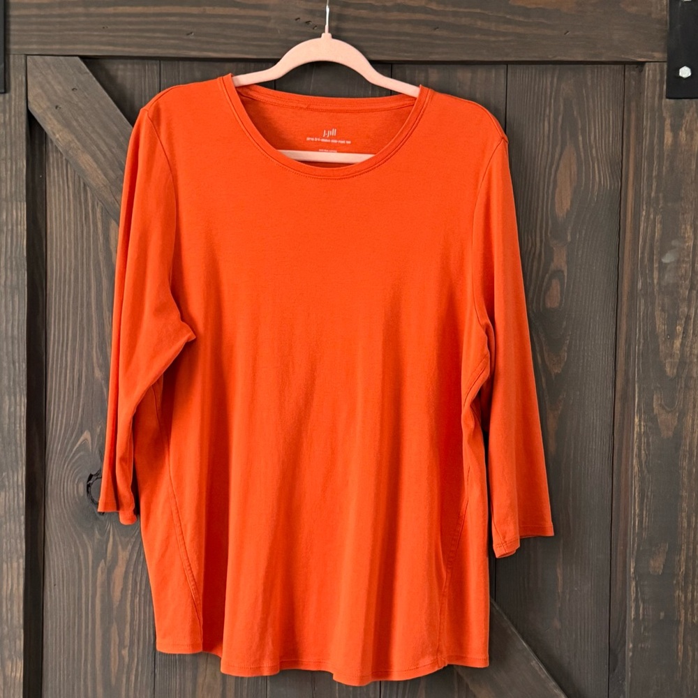 J. Jill Women’s 100% Pima Cotton Orange 3/4‎ Sleeve Top Size XL